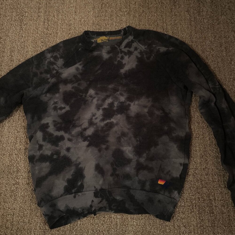 Aviator Nation Black and Grey Dye Crewneck